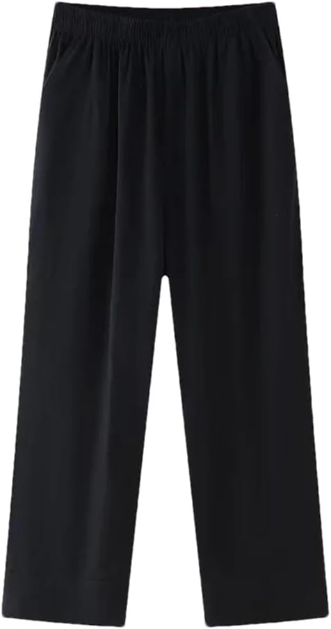 Women Two Piece Set Solid Lace Up Loose Coats & Vintage High Elastic Waist Trousers Sets