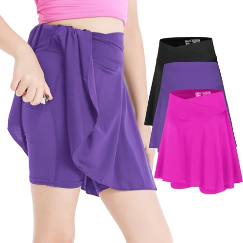 Image of Girls' 2-in-1 Flowy Butterfly Shorts with Pockets - Athletic Dance & Running Shorts for Ages 5-13