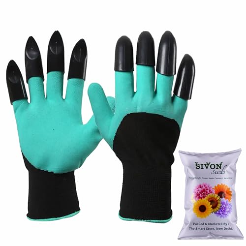 Image of SIVON Garden Gloves With Double Claws | Heavy Duty Gloves for Gardening & Farming | Reusable, Washable Gloves for Digging, Planting & Pruning | Garden Accessories for Men & Women