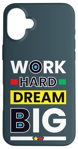 Work Hard Dream Big Minimalist ���`�x�[�V�����A�b�v �X�}�z�P�[�X iPhone 16 Plus �p