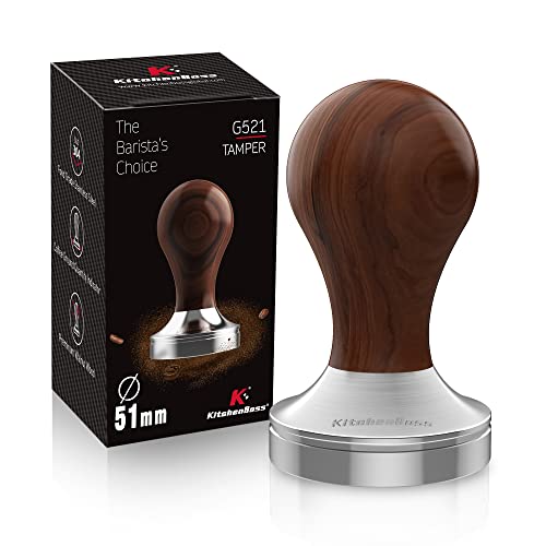 51mm Coffee Tamper: Espresso Tamper 51 MM With Walnut Handle, Weighted Espresso Tamper by KithchenBoss