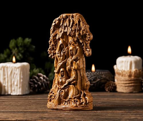 Estatua Norns de madera tallada 21 cm miniatura 6
