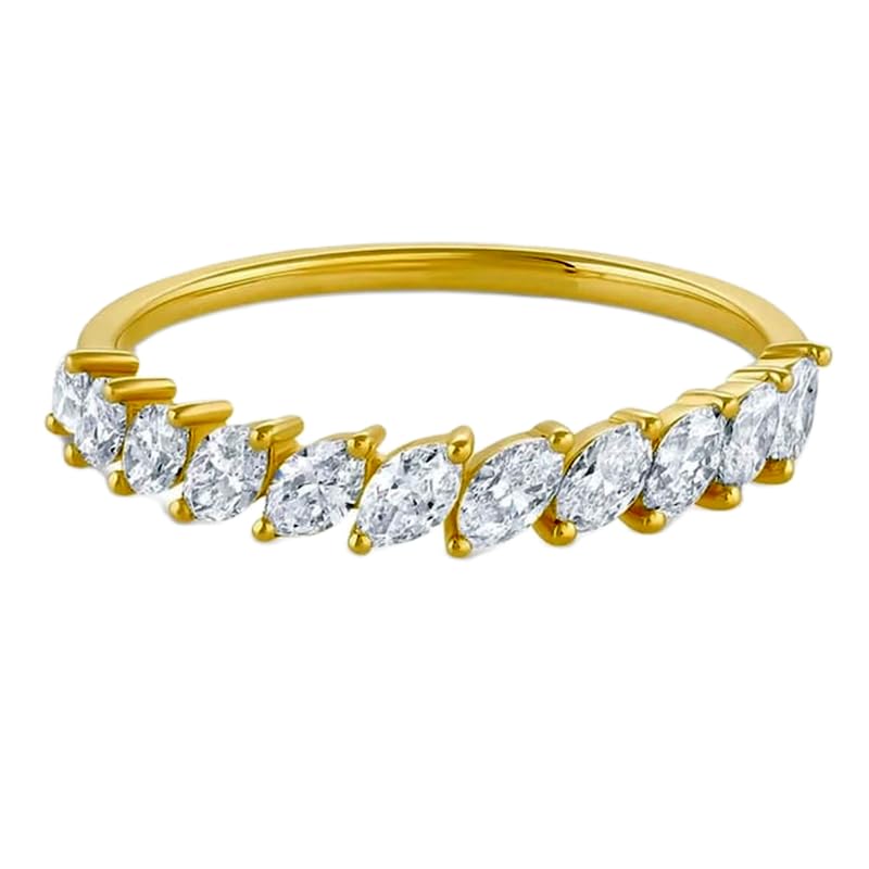 Demi-alliance en argent 925 plaqué or avec pierres CZ incolores LK_0668