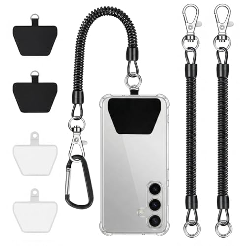 ZJO Phone Lanyard Anti Theft, 2PCS Retractable Cell Phone Tether with Carabiner Anti Pickpocket Straps Leash, Anti-Drop Outdoor Accessory For Hiking, Cycling, Fishing,Skiing & Climbing for Smartphone