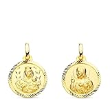 Inmaculada Romero IR Escapulario Virgen del Carmen Corazón de Jesús Medalla en Oro 9k de 16mm. bisel en hélice