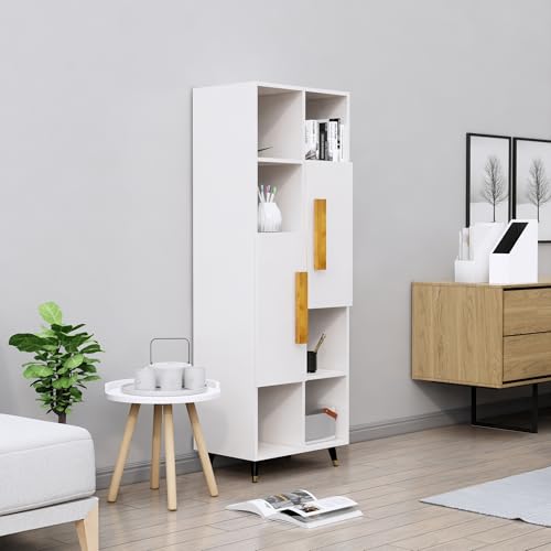 Image of Bniture Bookshelf for Home | Engineered Wood Book Shelf with 2 Door & 6 Shelf | Open Book Shelf Stand for Library | Multipurpose Display Organizer for Living Room, Study & Office | Frosty White