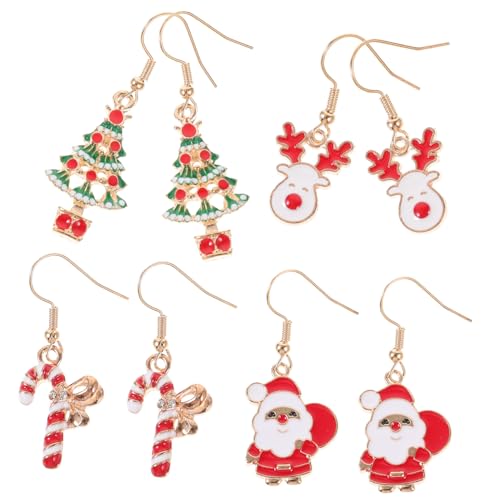 Boucles d'oreilles festives Levemolo en alliage léger | Lot de 4 paires de Noël pour femme