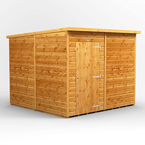 Image of Powersheds High Grade Premium Pent Garden Wooden Shed with Security Features, Door Flexibility, made from 12mm Extra Thick Timber, for all Storage & Outdoor Needs (Windowless)