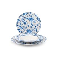 H&H Servizio Tavola Natalizio Kingdom 18 Pièces - Service De Table Noël Grès Festif Contes De Fées - 6 Assiettes Plates, Creuses & Dessert