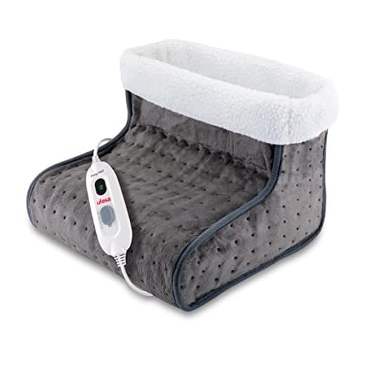 Ufesa Flexy Heat H BM Bota Térmica Électrica, Calientapiés, Manta Calefactora para Pies, 100W, Hasta Talla 47 (EU), 3 Niveles de Temperatura, Apagado Automático, Lavable, Calor Envolvente, Gris Oscuro