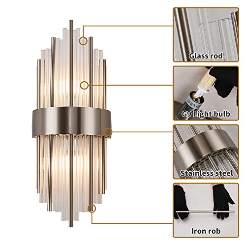 Wabon Modern Crystal Wall Lamp Nickel Wall Sconce Crystal Wall Light Fixtures For Living Room Bedside Hallway Stairway #TOP4