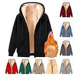 AQAYL Winter Jackets for Men Fleece Lined Hooded Jacket Zip up Fuzzy Hoodie Faux Fur Coat Thermal Outerwear Unisex Hoodies Black