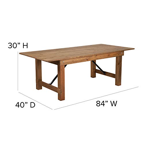 Flash Furniture Hercules Series 7' X 40" Rectangular Antique Rustic Solid Pine Folding Farm Table #TOP2