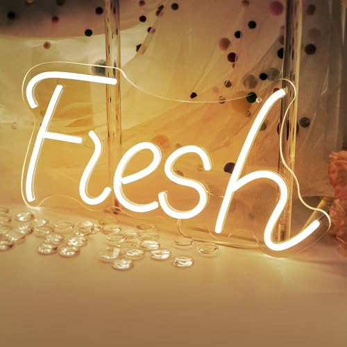 Image of Fresh Neon Sign, LED Coffee Neon Sign for Wall and Room Decor, USB Night Light for Cafe Food Shop Birthday Competition Party Gifts