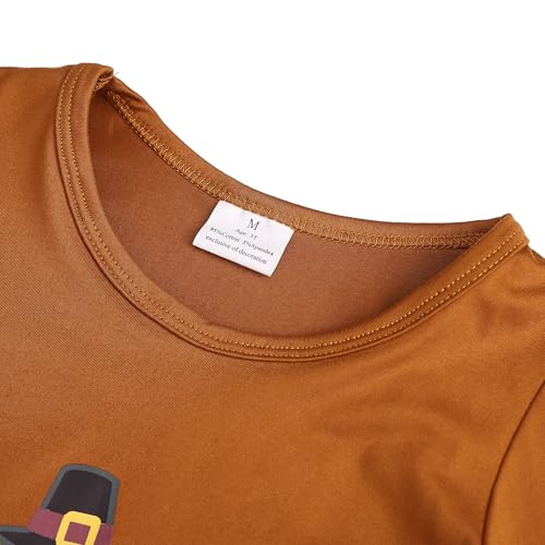 Image of Thanksgiving Toddler Girls T-Shirts Turkey Long Sleeve Shirts Kids T Shirts Cotton Girls Summer Tops 3-8Y