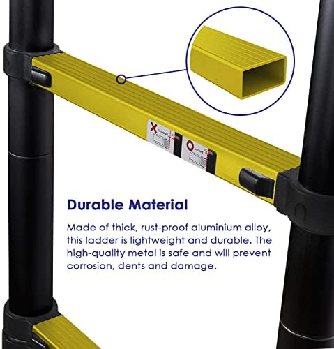 Nassboards,Telescoping Ladder - Lightweight Aluminium Metal - Telescopic, Compact, Multi Purpose, Adjustable Steps, Extendable and Collapsible - Great for Cleaning Gutters, Decorating, Painting Walls