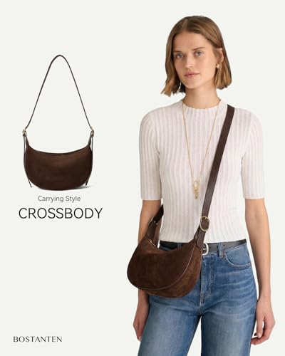 Image of BOSTANTEN Purses for Women Crescent Crossbody Bag Vegan Leather Shoulder Hobo Handbag Adjustable Strap