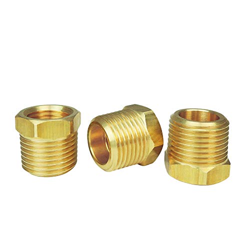 Nigo Industrial Co. Brass Pipe Fitting, Hex Bushing Reducer, Nominal Pipe Size: 3/8" Npt Male X 1/4" Npt Female (Pack Of 3) #TOP3