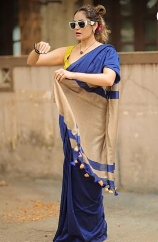 Image of Designer Cotton Saree with Floral Print Blouse, Maroon and Mint Green, Tasseled