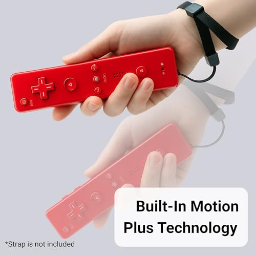 Image of Wii Remote with Motion Plus - Wireless Bluetooth Game Controller - Official Wii and Wii U Compatible - 2 Pack (Renewed) (Red)