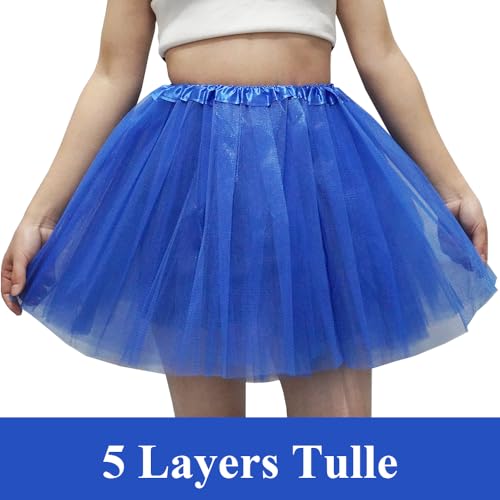 Women's 5-Layer Tulle Tutu Skirt, Adult Dance Ballet Tulle Dress,Teens Halloween Cosplay Running Tutu