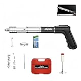 コア部全面メッキ処理の打ち込み式釘銃、全鋼製ミニ砲型釘銃、電気は不要です、ミニサイズで軽量・持ち運びに便利、五重消音機能を搭載。威力は 5 段階に調整可能で、コンクリートや 10mm の鋼板などに対応する固定器です。、自動排渣。工事現場での取り付け作業にも片手で容易に釘打ちが可能で、重量は 0.6kg、全長 29cm です。 (黒色モデル打込み器用丸釘 セット50枚（日本語取扱説明書付き）)