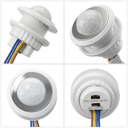2 Pack PIR Motion Sensor Light Switch, AC 110-240V Adjustable LUX Light Sensitivity & Time Delay, Smart Infrared Induction Detector for LED Strip Lights, Closet, Cabinet, Pantry, Stairs - Thumbnail 2