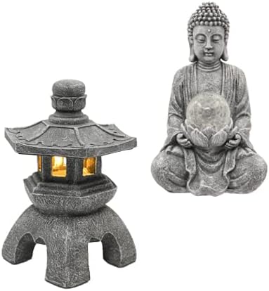 Un paquete de linterna de pagoda y Buda meditador