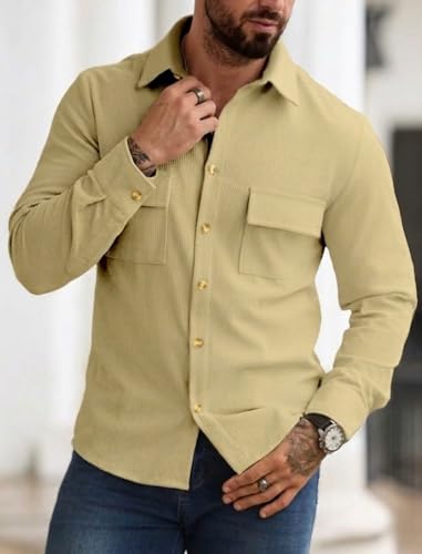 Image of MiraMichi Men's Full Sleeve Corduroy Striped Casual Jacket, Perfect for Everyday Stylish Outfits, Standard Length