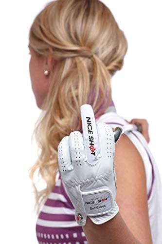 Nice Shot The Bird Golf Glove In White Cabretta Leather Women's Left Hand - Large #TOP1