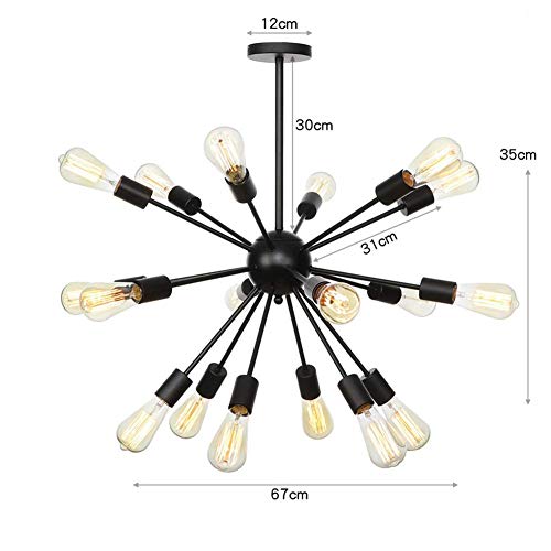 Lámpara de techo moderna de 18 luces estilo sputnik negro industrial 6