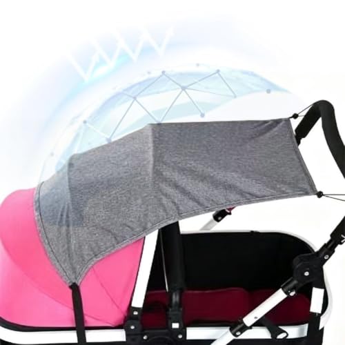CEJAS 1 Pare-soleil Universel pour Poussette – Protection UV 50+ avec Voile Enroulable – Accessoire Été pour Landau et Poussette – Gris