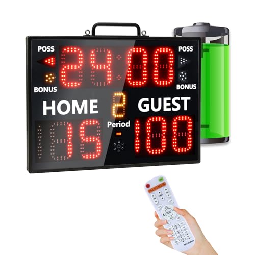 GAN XIN Electronic Scoreboard Portable Digital Scoreboard with Remote Control for Basketball Sports, LED Score Board