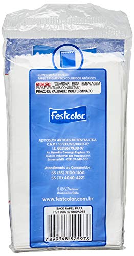 Saquinho de Papel para Hot Dog 7, 5x14 - Caixa com 500, Festcolor