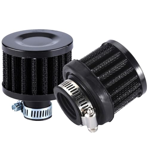 QPINGH 2Pcs Air Filter Valve Cover Breather 12mm Air Filter Cold Air Intake Filter Breather Crankcase Breather Filter for Car and Motorcycle(Black) 2kq-l