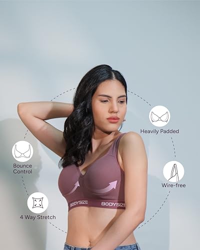 Image of BODYSIZE Women's Everyday Wear Wire Free Padded Sports Bra SF-28 (Heavily Padded, Gym, Yoga Bra) | Everyday Wear, Sweat Absorbent, Soft Cotton Fabric for Ultimate Comfort (B Cup)