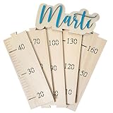 Little_Dreams_ Tabla de Crecimiento Infantil Madera NOMBRE PERSONALIZABLE EN COLORES, HASTA 2 NOMBRES Regla para Gráfica de Altura Colgar en la Pared regla. Medidor infantil madera personalizado