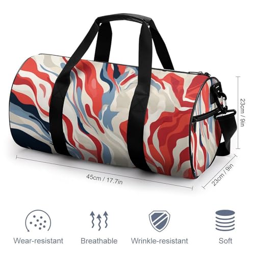 Red And White Gym Bag for Men Women, Sturdy Oxford Cloth Travel Bags with Removable Shoulder Strap, Waterproof Duffel Bag for Fitness, Travel, Yoga2