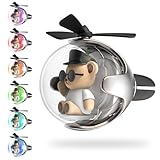 White & Black Bear Car Air Freshener with 6-Color Auto Light Up & 4 Scented Tablets – Subtle Fragrance, Decorative Auto Accessories, Cute Mother's Day and Father's Day Small Gift