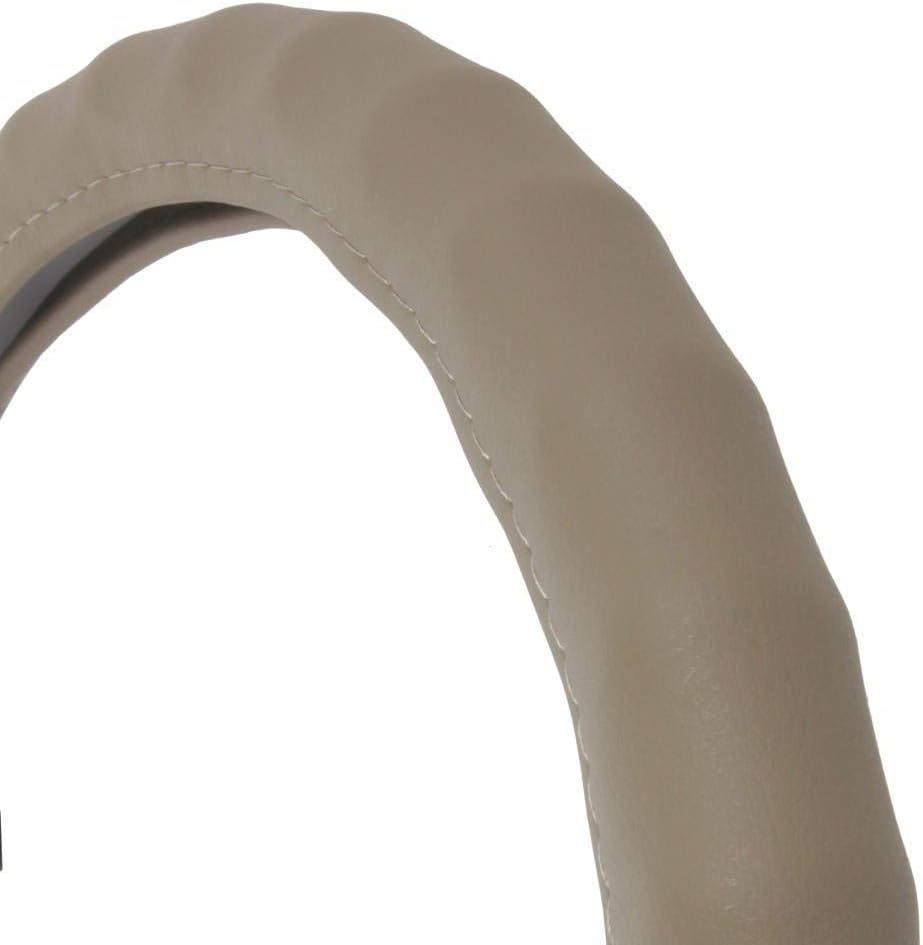 BDK Genuine Leather Steering Wheel Cover Medium 14.5"-15.5" Beige