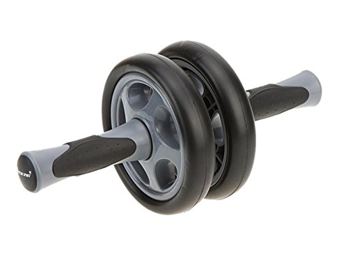 EmpireAthletics – Rueda para Abdominales 'DoubleWheel' con Manijas Antideslizantes, Ruedas Dobles y Colchoneta para Las Rodillas – Workout Fitness Bodybuilding AB Roller Ejercicio en Gris-Negro