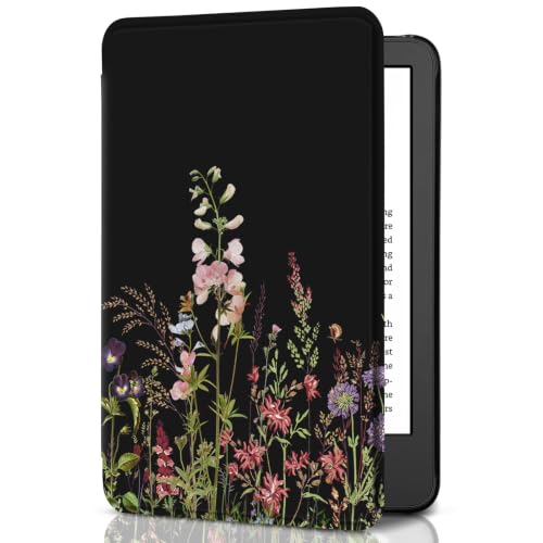 Image of CoBak Case for All New 6 Inch E-Reader 2024 and 2022 (11 Generation) | PU Leather Smart Cover, Auto Sleep and Wake, not Compatible with Kobo Clara, Dark Botanica