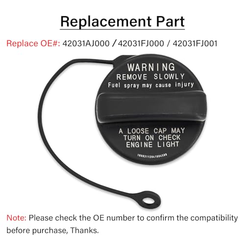 Image of Gas Cap Fuel Cap Fit for Subaru, 2010-2024 Outback Impreza Legacy, 14-23 Forester, 13-23 Brz, 13-24 Crosstrek, 15-23 WRX, 19-23 Ascent, Replace 42031AJ000 42031FJ000 42031FJ001 Gas Tank Fill Cap