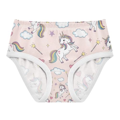 Cute Unicorns Rainbow Manes Toddler Underwear, Girls' Cotton Brief Underwear, 2T–8 Years