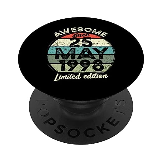 Camiseta de cumpleaños de 25 años, 25 de mayo de 1998, 25 cumpleaños PopSockets PopGrip Intercambiable