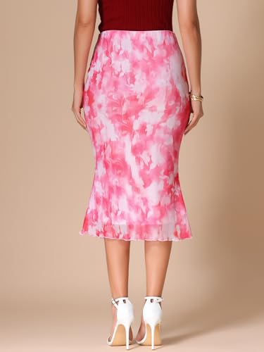 Allegra K Mesh Skirts for Women's Bohemian Tie Dye Fishtail Bodycon Summer Midi Skirt3