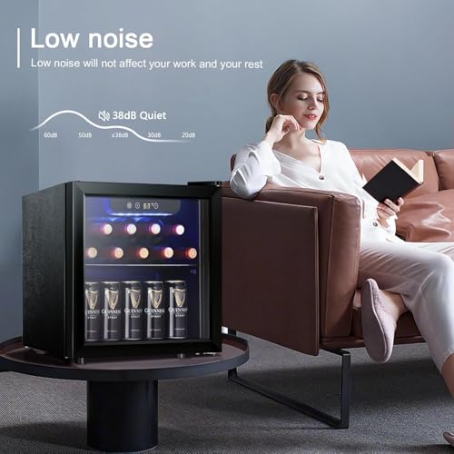 Image of Antarctic Star 12 Bottle Wine Cooler Beverage Refrigerator Mini Fridge Clear Glass Door Quiet Counter Top Cellar for Beer Soda Bar 1.3 cu.ft