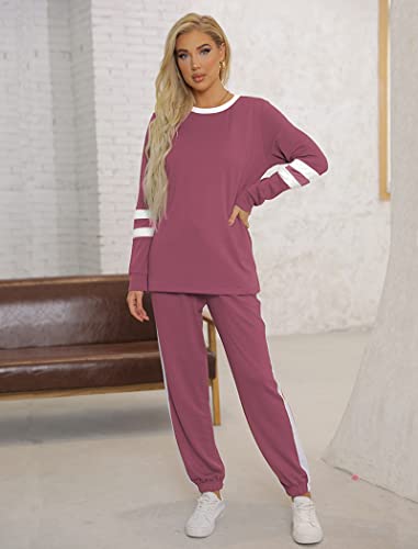 Image of Aloodor Sweatsuit for Women 2 Piece Outfits for Womens Crewneck Sweatshirts Pullover