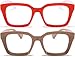 REAVEE 2 Pack Oprah Style Oversized Reading Glasses Blue Light Blocking,for Women Men Ladies Stylish RetroSquare Large Computer Readers (Red/Coffee 2.5x)