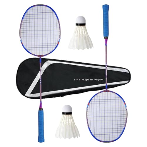 Badminton Racket Set of 2,Including 2 Racquet,2 Shuttlecocks,1 Carrying Bag,Complex Carbon Fiber High Repulsion All-Round Durable Training Badminton Rackets,Pre-Strung 4U